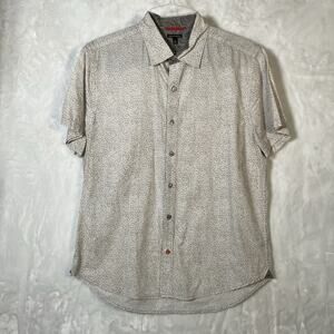 Sons Of Intrigue Short Sleeve Beige Pattern Flower Shirt Mens Medium L